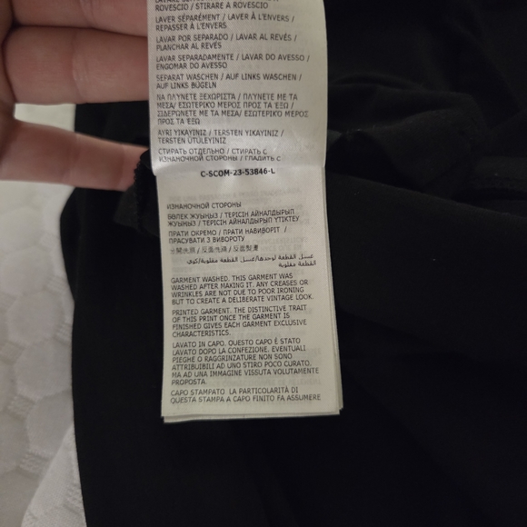 Moncler Short Sleeve Tee in Black with Vertical White Text - Picture 11 of 13